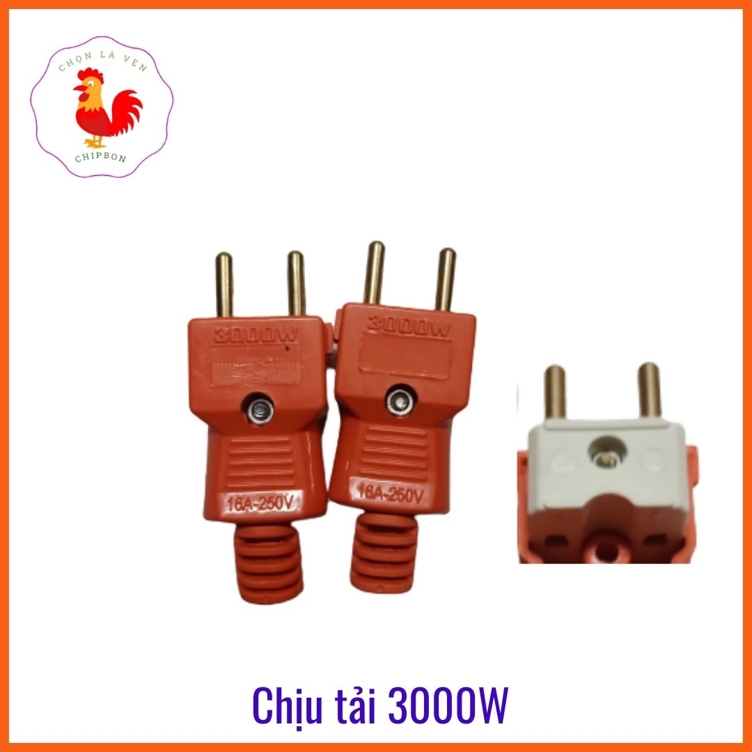 Phich cắm điện 2 chấu 3000w chịu nhiệt, chịu tải