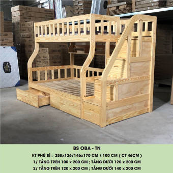 Giường tầng , Giường ngủ 2 tầng gỗ sồi , GIƯỜNG TẦNG GỖ SỒI NHẬP KHẨU THÍCH HỢP MỌI LỨA TUỔI CÓ 2 LOẠI LỚN VÀ NHỎ