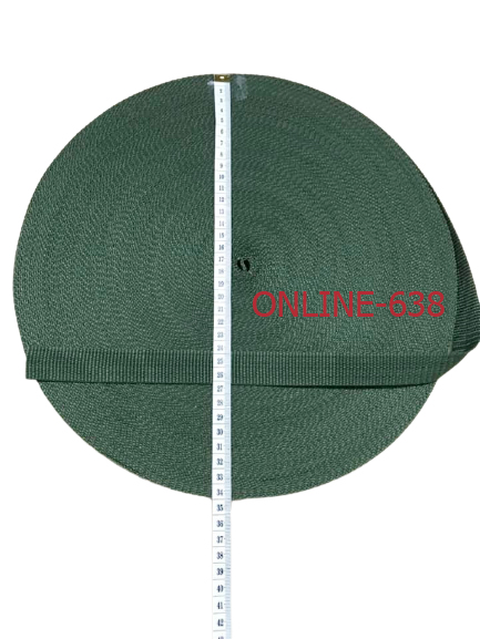 Dây dù dẹp bản 2.4cm . Màu xanh rêu. Cuộn 50 Mét