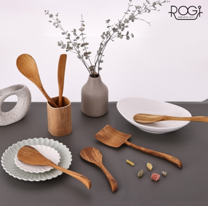 Rogi thìa gỗ phong cách nhật bản đũa dụng cụ nhà bếp thìa lật gỗ bắc âu chống vi khuẩn thìa cơm bộ quà tặng thủ công
