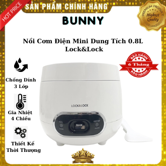 Nồi cơm điện Lock&Lock EJR426 - Nồi cơm điện Mini 0.8L - Phủ chống dính vân đá đa năng siêu bền - Công suất 300W mạnh mẽ [ Hàng Chính Hãng ]