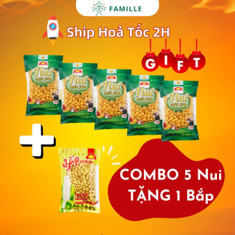 Combo 5 Nui Chiên Giòn 200g Tặng 1 Bắp Chiên Giòn | Ăn Chay Được | Đồ Ăn Vặt | Nui Chiên | Nui Chiên Hùng Cường | Nui Sấy | Nui | Đồ Khô |