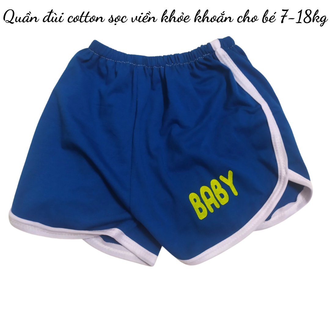 10 quần chục đùi cotton may viền khỏe khoắn cho bé trai/gái 7-18kg
