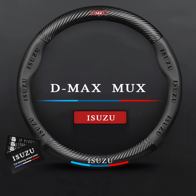 Bọc vô lăng da thật 6d bằng sợi carbon cho isuzu dmax d-max mux mu-x