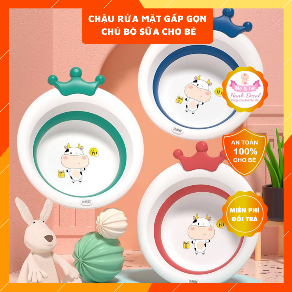 Thau Chậu rửa mặt gấp gọn Chú Bò Sữa - Chậu rửa mặt gắp gọn, Chậu rửa đồ đa năng