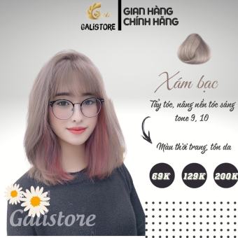 Thuốc nhuộm tóc Xám bạc, Xám khói, Xám chì màu thời trang cần Thuốc Tẩy Tóc tặng oxy trợ nhuộm Galistore