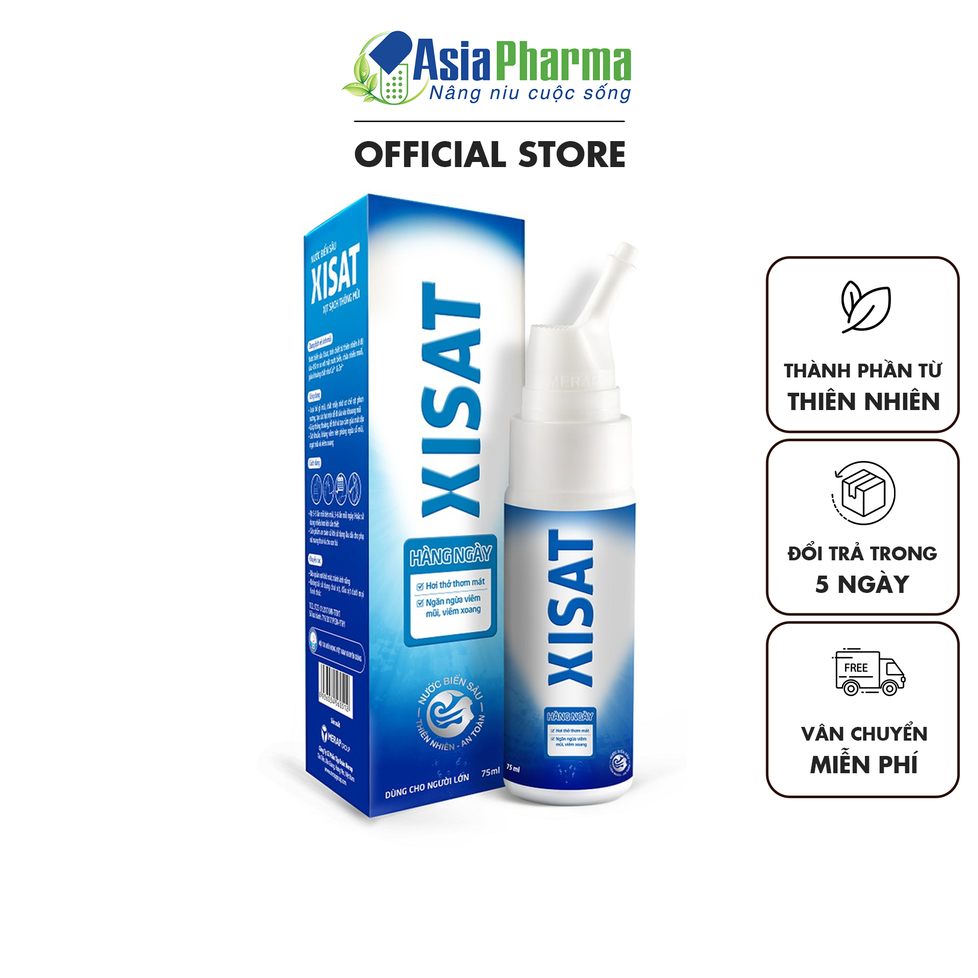 Dung dịch xịt nhỏ rửa mũi XISAT Asia Pharma xanh từ nước biển sâu hỗ trợ
