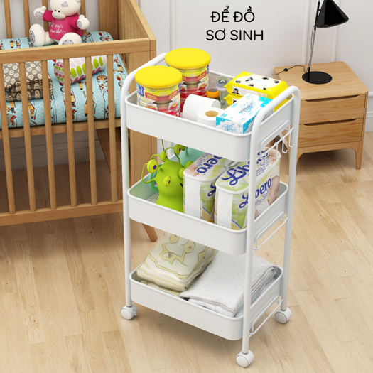 Kệ sắt 3 tầng IKEA đa năng đựng đồ mỹ phẩm tiệm Spa Nail tóc makeup đựng gia vị kệ nhà bếp kệ sách kệ phòng khách kệ phòng ngủ có tay cầm bánh xe Zozon