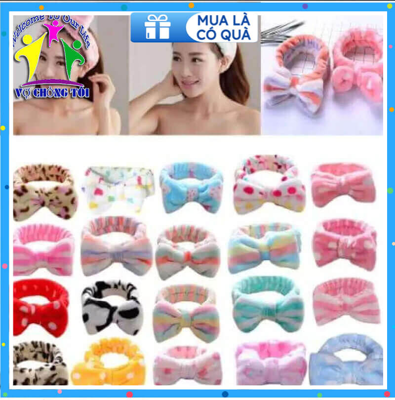 Băng đô nữ skincare, phụ kiện nữ make up, cài tóc nữ trang điểm, bờm tóc nam rửa mặt, nơ cài tóc cho bé gái cute, nơ đẹp hoàn hảo - thương hiệu VỢ CHỒNG TÔI