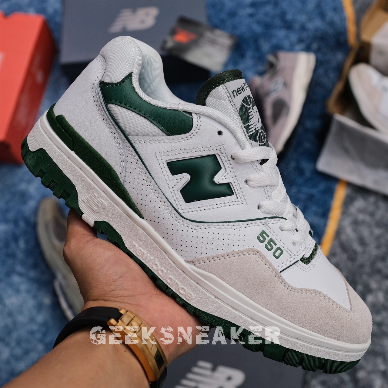 Giày nb new balance 550 green white - og