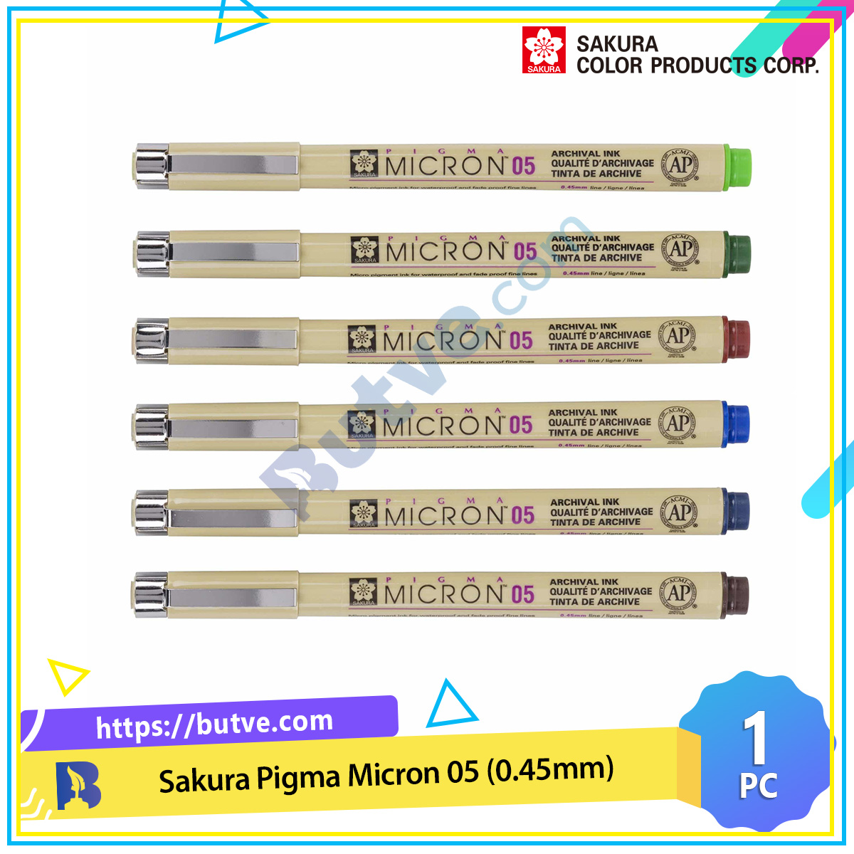 Bút line đi nét chuyên nghiệp Sakura Pigma Micron 05 ngòi 0.45mm