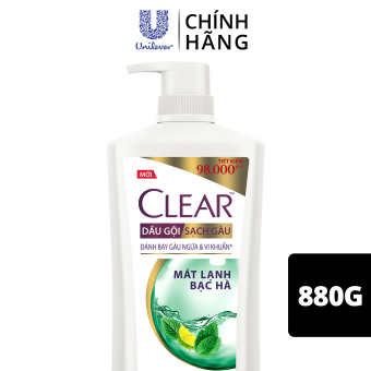 MUA 199K TẶNG 1 QUÀ - Dầu Gội Clear Sạch Gàu Dầu Gội Sạch Gàu Mát Lạnh Bạc Hà 3X Sức Mạnh Đánh Bay Gàu, Ngứa, Vi Khuẩn 880G
