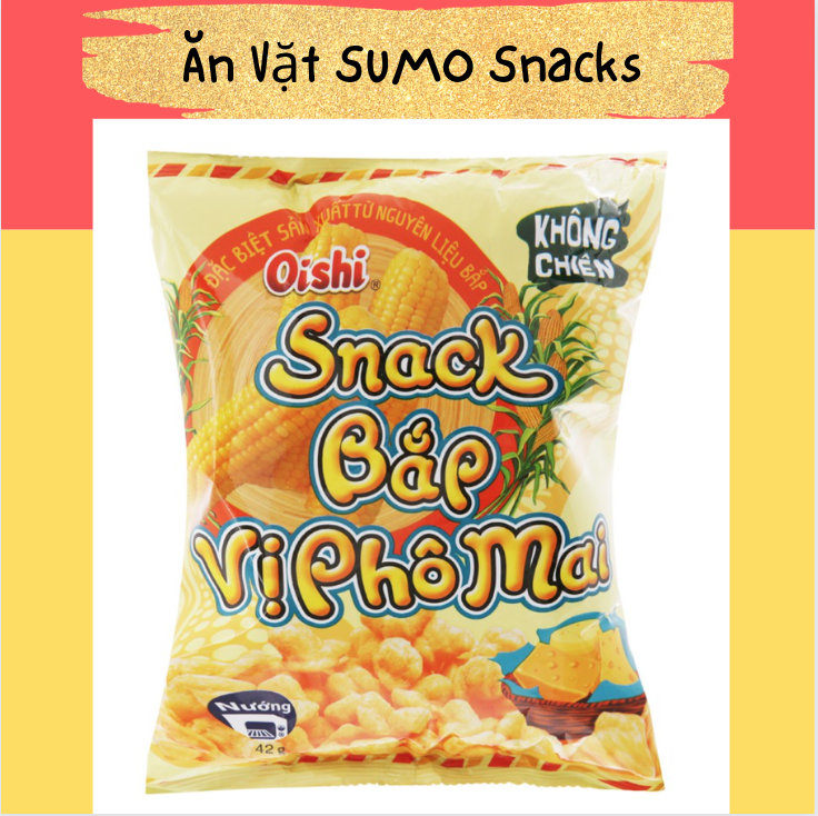 Bim Bim Snack Bắp Vị Phô Mai Oishi gói 35/40g-Ăn Vặt Sumo Snack