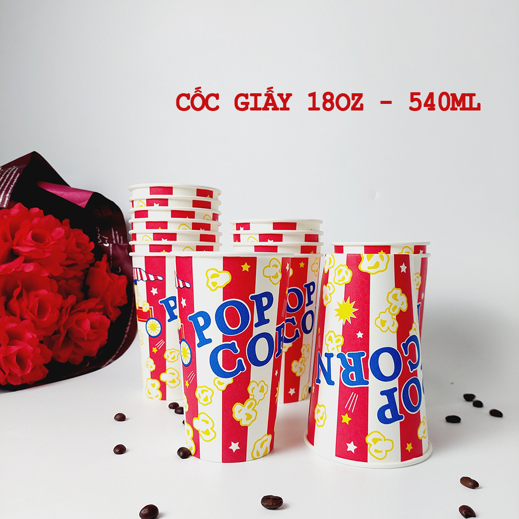 50 cốc giấy đựng bỏng ngô 540ml - 18oz siêu đẹp