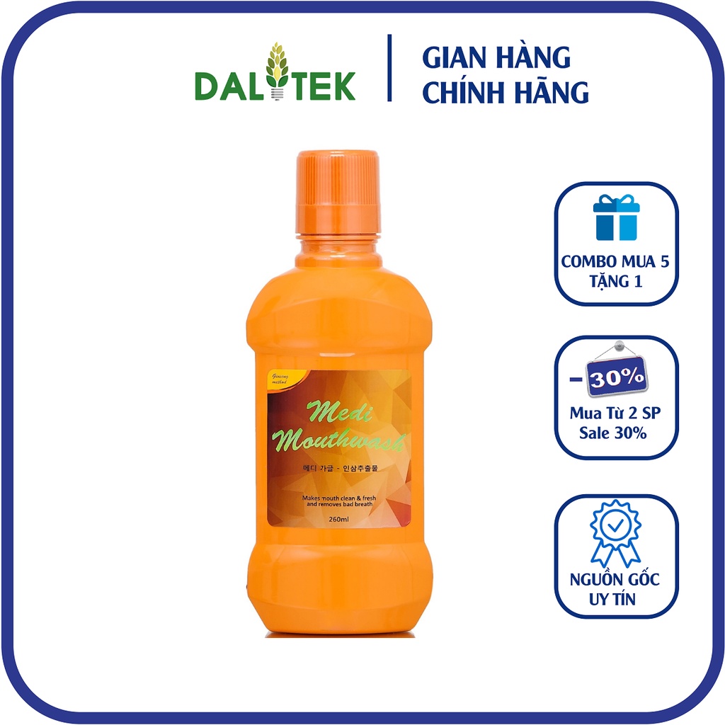 Nước súc miệng Medi Mouthwash Ginseng vị nhân sâm 260ml- Made in Korea - DALITEK VIỆT NAM