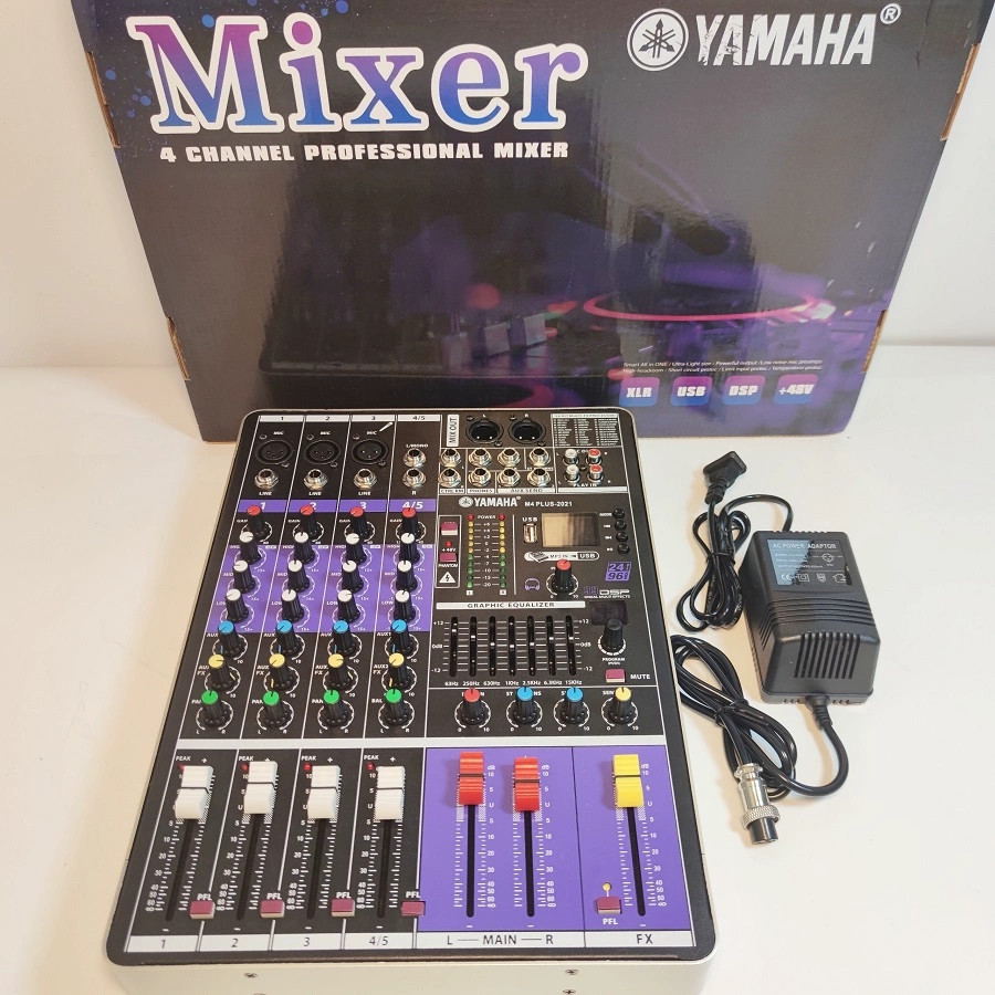 Mixer m4 plus 2022 - 99 hiệu ứng tích hợp sẵn dùng cho amply, vang cơ, loa kéo, dàn karoke gia đình, kết nối không dây bluetooth và usb