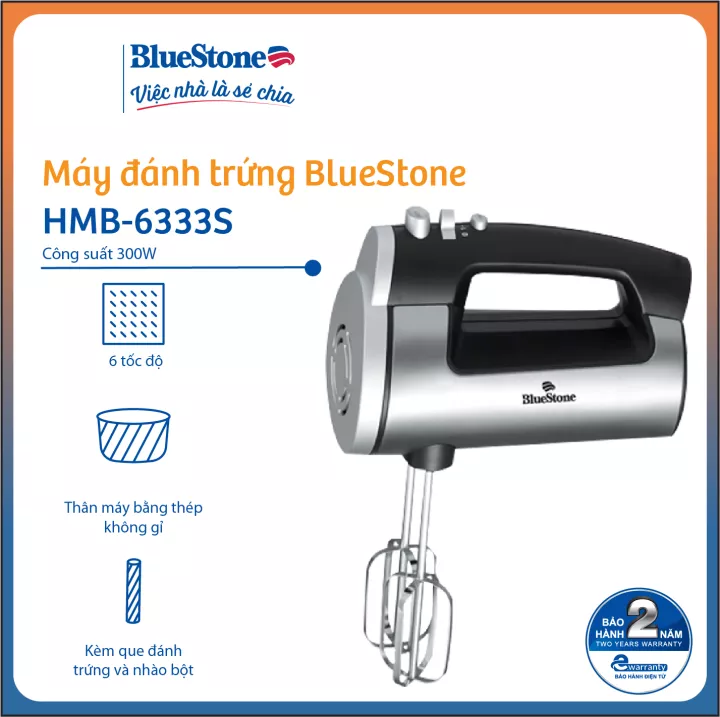 Máy đánh trứng bluestone hmb-6333s - chính hãng -công suất 300w - 6 tốc độ - bảo hành 24 tháng-top selling