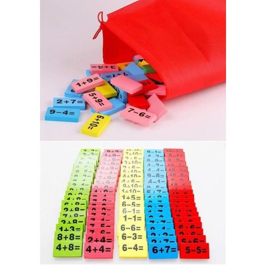 Đồ chơi DOMINO phép tính 110 quân bằng gỗ - Domino toán học - Ghép hình - Bộ xếp hình cho bé
