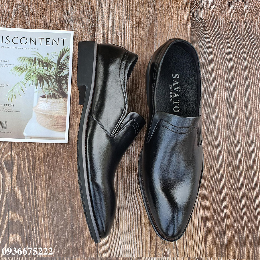 Giày lười nam da bò thật cao cấp, giày mọi nam công sở, giày da nam mới, bảo hành 12 tháng