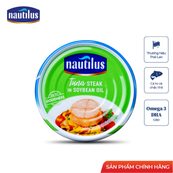 Cá hộp Nautilus Cá Ngừ xắt khúc ngâm dầu đậu nành (NK Thái Lan)