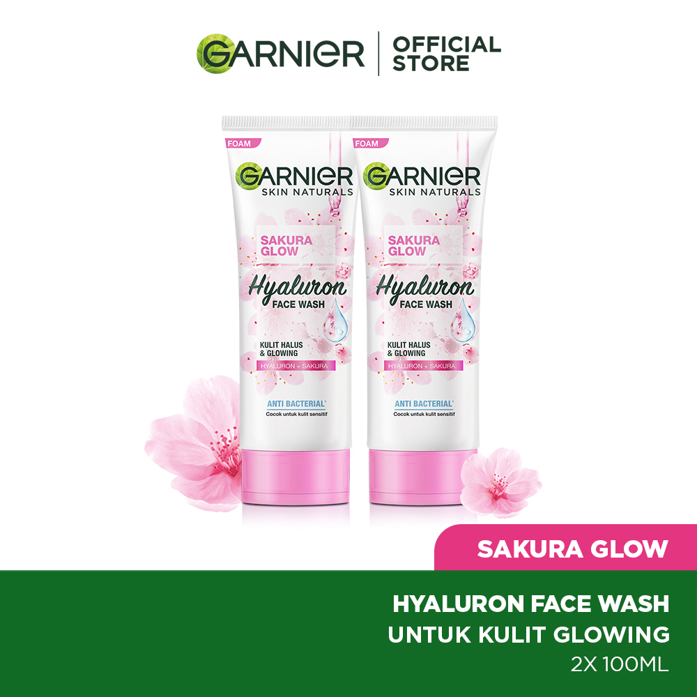 Lazada Indonesia - Garnier Sakura Glow Cleanser Foam Twinpack – Masker Wajah – Skincare – 100ml