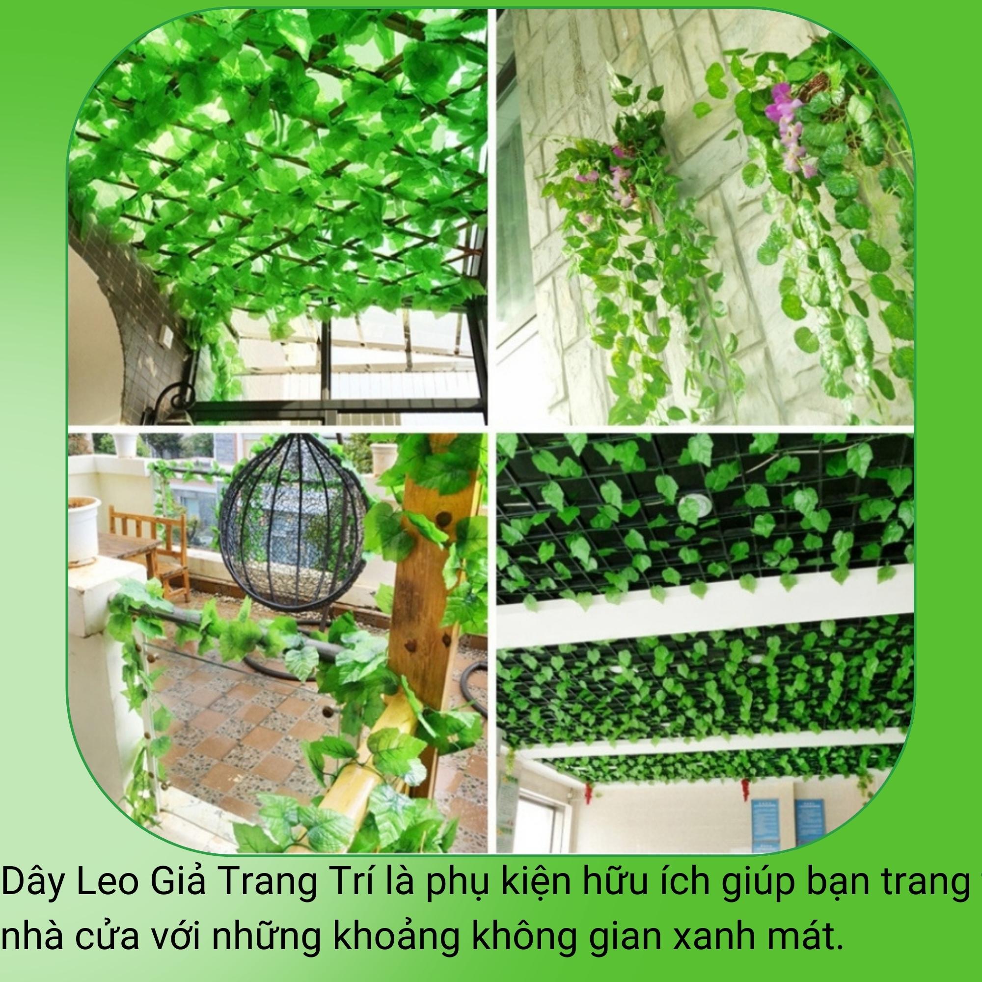 Dây lá nho giả lá xanh chiều dài 2,1-2,3m trang trí nhà cửa quán cafe không gian trần, sảnh hội nghị siêu đẹp tường rào -  sân vườn, ban công, tiểu cảnh TODOCO
