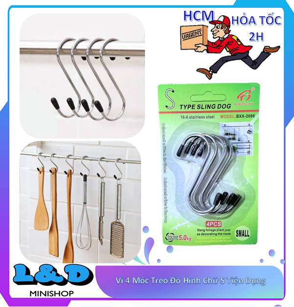 Vỉ 4 móc treo đồ hình chữ s tiện dụng