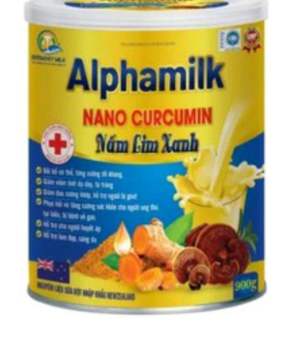 Sữa bột ALPHAMILK NANO CURCUMIN NẤM LIM XANH tăng sức đề kháng, giảm viêm dạ dày, đẹp da.
