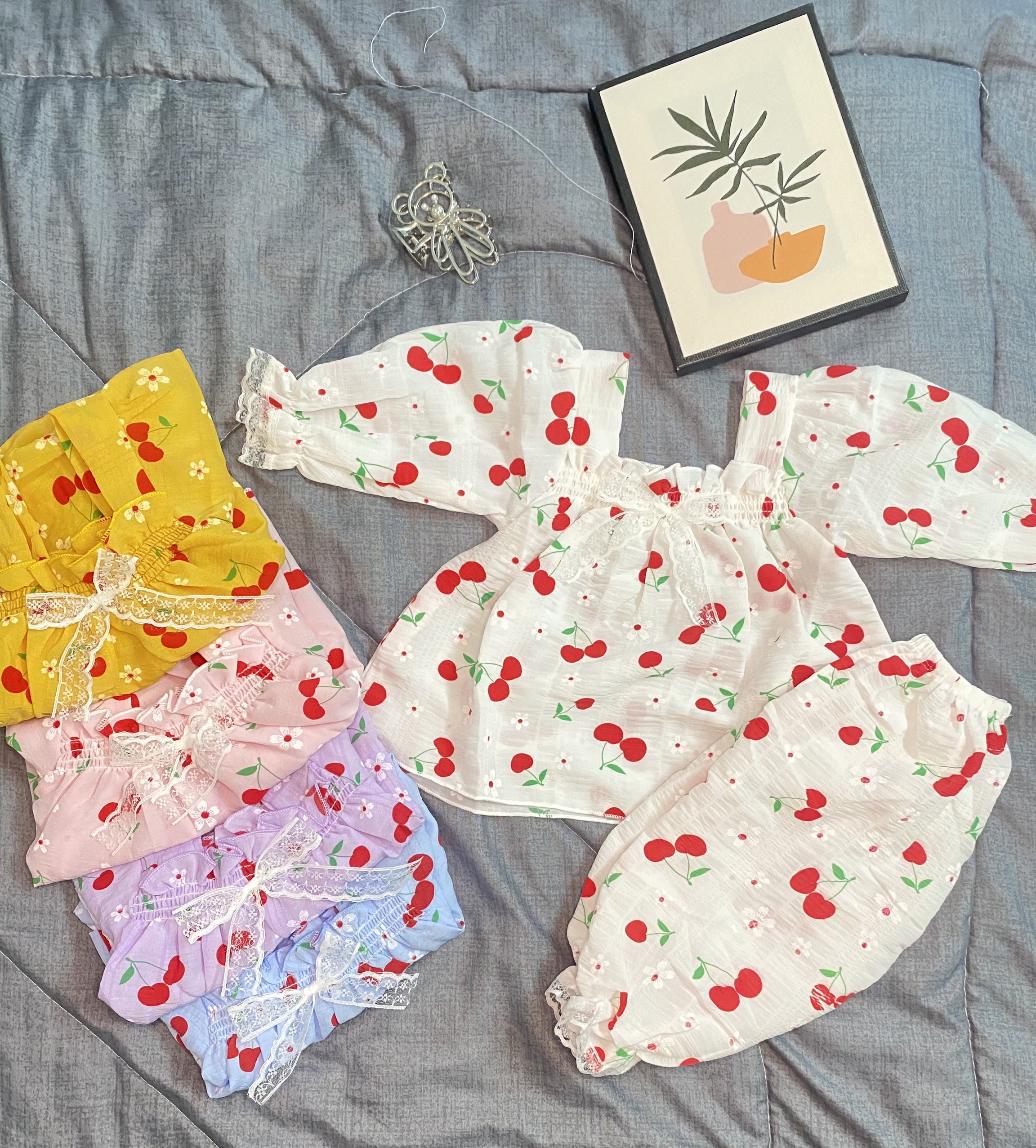 Đồ bộ Babydoll Cherry Tay Dài Quần Dài cho bé