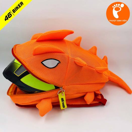 Balo khủng long cam dễ thương vải lưới, vải nhung cỡ trung đựng đồ dùng, sách vở đi học đi chơi - balo nam nữ