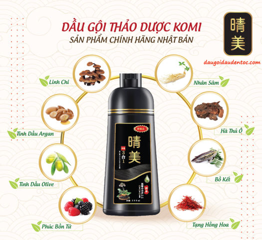 KOMI - DẦU GỘI PHỦ BẠC THẢO DƯỢC ĐEN TÓC - 500ML