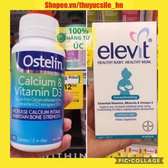 Combo canxi ostelin bầu 130v và elevit sau sinh 60v