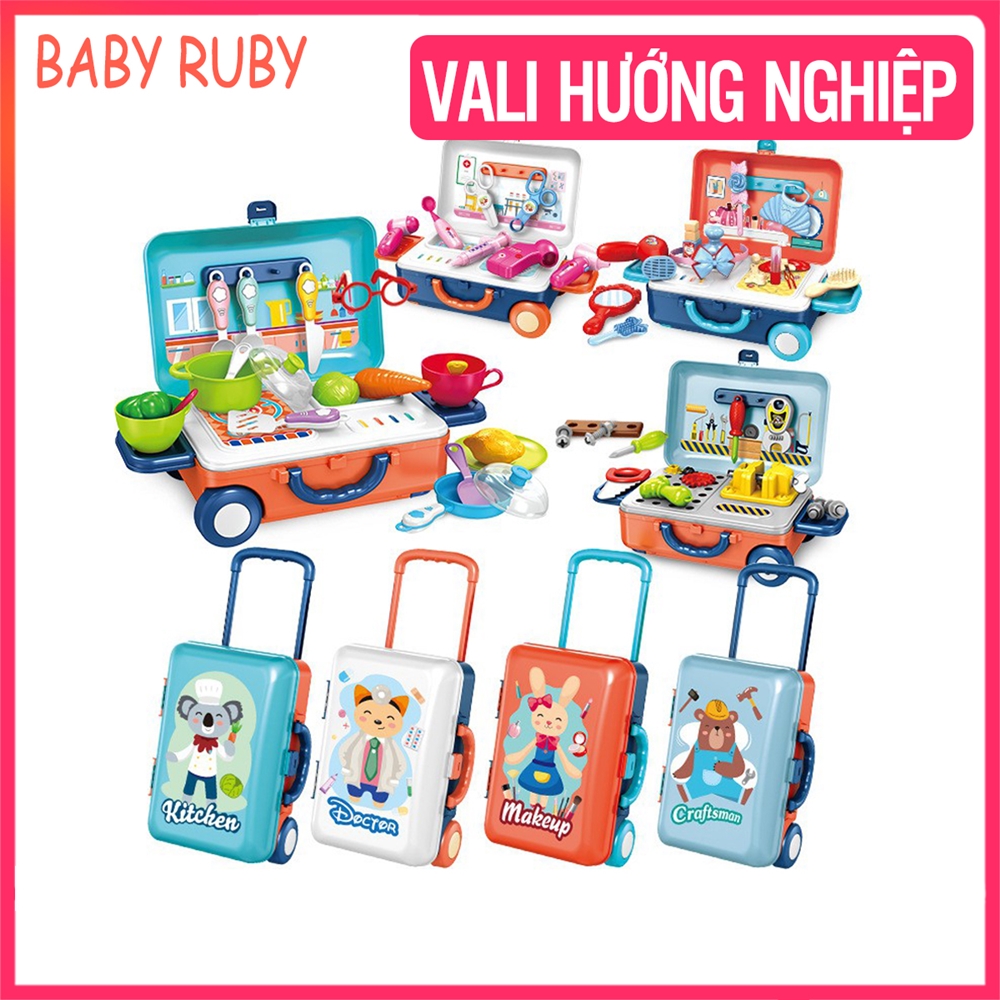 Vali Đồ Chơi Trẻ Em - Chất Liệu Nhựa Cao Cấp An Toàn Cho Bé - Vali đồ chơi cho bé, vali đồ chơi cho bé gái, vali đồ chơi nấu ăn, vali bác sĩ, vali đồ chơi trang điểm - Baby ruby