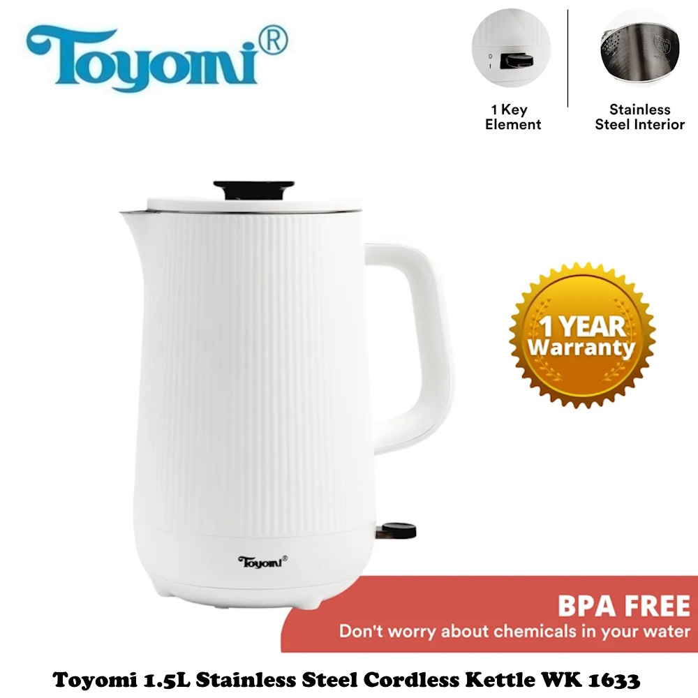 Toyomi 1.5L Stainless Steel Cordless Kettle WK 1633