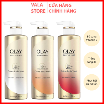 Sữa Tắm Trắng Olay B3 Siêu Trắng Da Retinol/Peptide/Vitamin C dưỡng ẩm, sáng da, giảm lão hóa 500ml