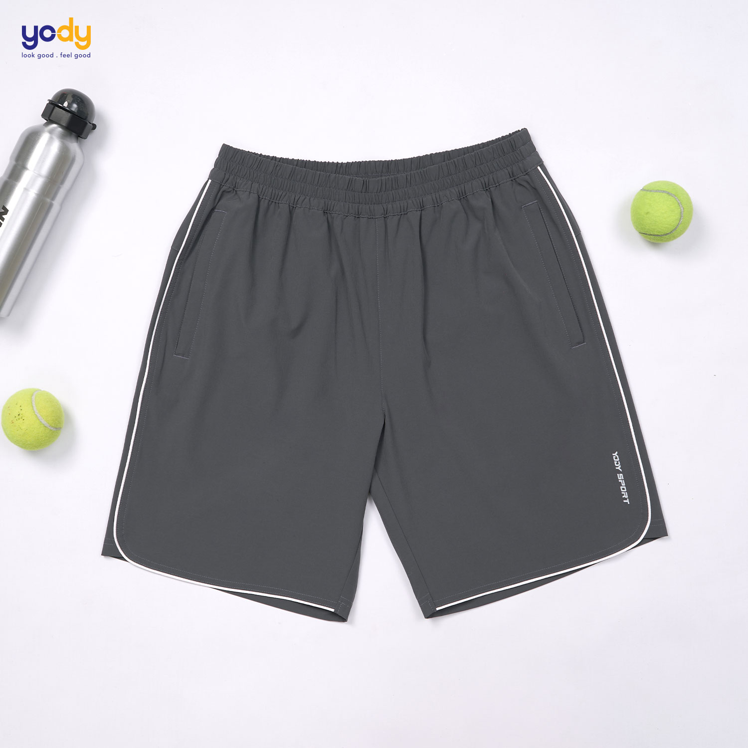 Quần short nam thể thao phối sườn YODY quần đùi nam năng động giặt máy thỏa mái SQM5005