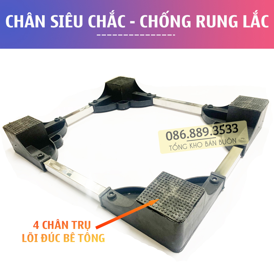 Chân Kệ Để Máy Giặt - Tủ Lạnh - Máy Sấy - Dễ Dàng Lắp Đặt - Chống Rung Lắc