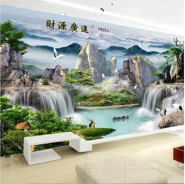 Tranh thêu phong cảnh khổ lớn 195x126cm Đắc tài đắc lộc