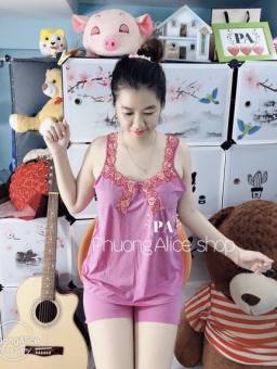 Đồ ngủ thun lạnh thêu hoa