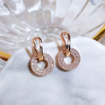 Bông tai thời trang Tròn lấp lánh lủng lẳng đáng yêu