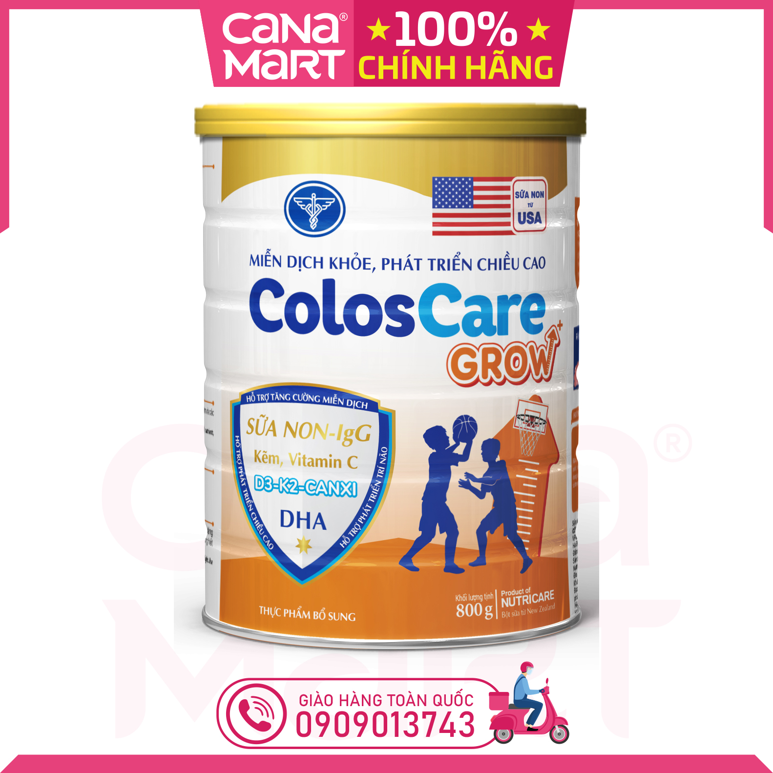 Sữa bột Coloscare GROW+ phát triển chiều cao tăng miễn dịch