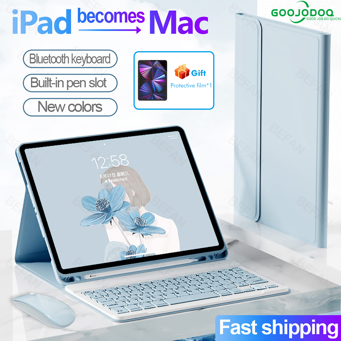 Ốp iPad GOOJODOQ, Với Chuột Bàn Phím Cho iPad 10.2 2019 2020 7 8 iPad 9.7 5 6 Ốp Cho iPad Air Pro 11 2021