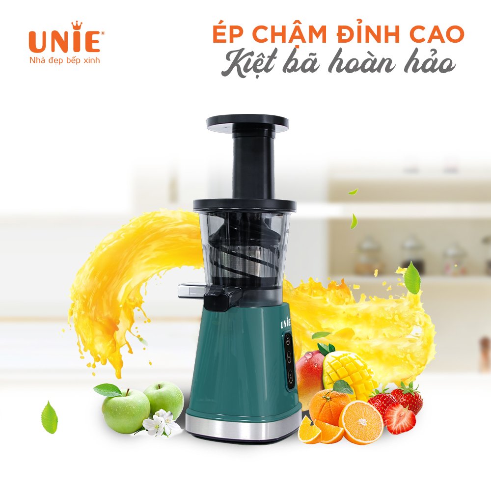 Máy ép chậm Unie UE-525 công suất 200W thiết kế nhỏ gọn, máy ép hoa quả kiệt bã, máy ép rau củ quả nhỏ gọn - Bảo hành chính hãng 12 tháng