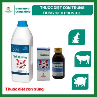 Vemedim Thuốc diệt côn trùng muỗi, gián, kiến, mối, mọt, ruồi, nhặng, ve, bọ chét, cái ghẻ, mạt gà trong chuồng trại, môi trường bên ngoài.