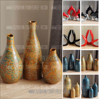 Bộ lọ hoa trang trí gia đình gốm sứ Bát Tràng