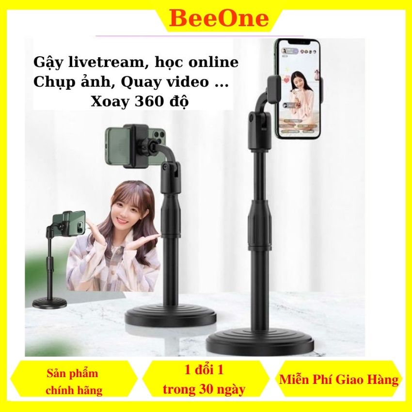 Giá đỡ - Kẹp điện thoại, giá đỡ micro, Gậy chụp ảnh, livestream, học online, Chân Đế Tròn, Xoay 360 Độ chất liệu cao cấp phù hợp mọi dòng điện thoại - BeeOne