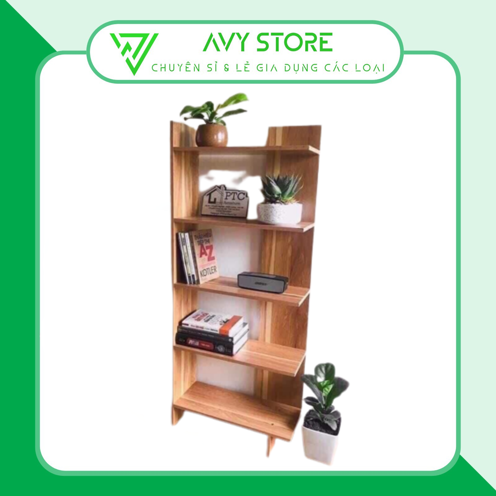 Kệ sách gỗ đứng góc tường 5 tầng đa năng cao cấp bền đẹp