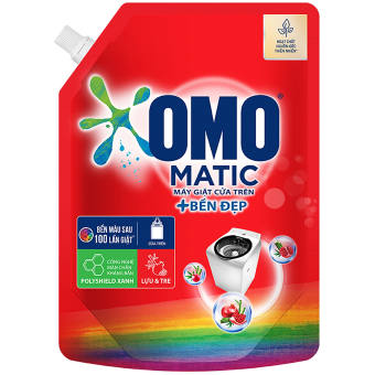 Nước giặt OMO Matic  cho máy giặt cửa trên bền màu sau 100 lần giặt túi 2.2kg