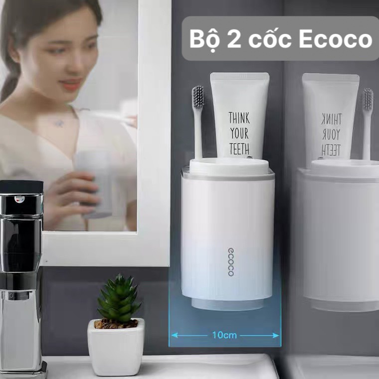 Giá đựng cốc và bàn chải đánh răng ecoco kệ nhà tắm dính tường giadungbn
