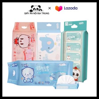 Khăn giấy ướt mini nội địa Trung túi 8 gói cao cấp an toàn sử dụng cho bé gói 8 bịch siêu dễ thương - Cao Hanh Cosmetics